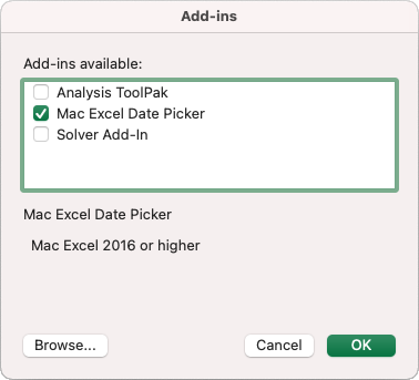 analysis toolpak for mac